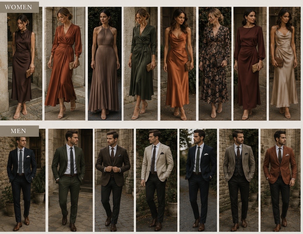 Wedding guest outfit inspiration for women and men